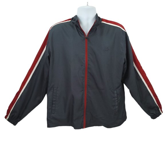 Vtg Starter Track Jacket Windbreaker Mens M Full Zip Missing Size Tag Black Red - Picture 1 of 12